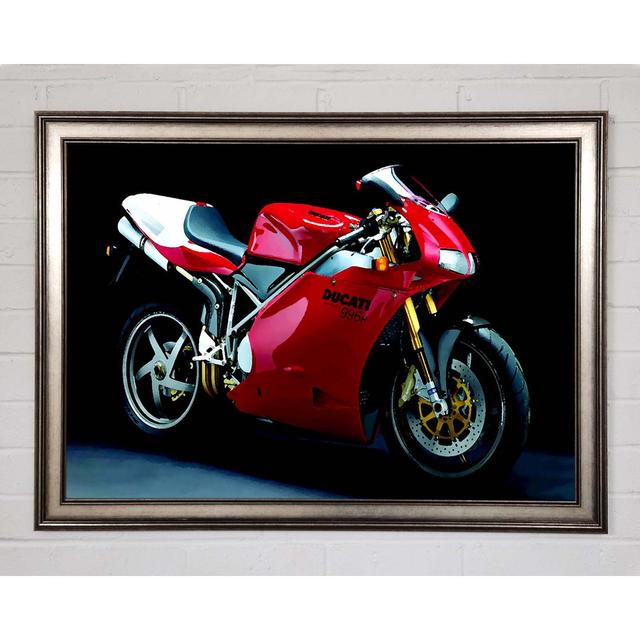 Motorbike Ducati - Print Brayden Studio Size: 84.1cm H x 118.9cm W x 1.5cm D, Format: Natural Framed Paper on Productcaster.