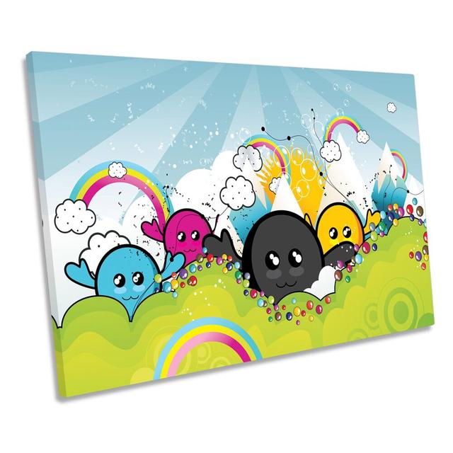 Happy Characters Kids Room - Wrapped Canvas Print Zoomie Kids Size: 91.4cm H x 137.2cm W on Productcaster.