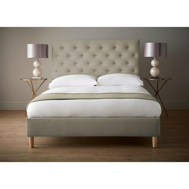 Imani Upholstered Bed Frame Ophelia & Co. Colour: Cedar, Size: Kingsize (5') on Productcaster.