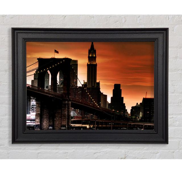 Brooklyn Bridge Stunning Skys Framed Print Ebern Designs Size: 29.7cm H x 42cm W on Productcaster.