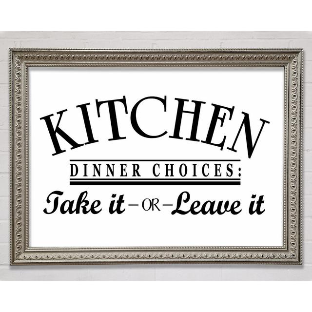 Kitchen Quote Dinner Choices Lime Green Framed Print Happy Larry Colour: White, Size: 21cm H x 29.7cm W on Productcaster.