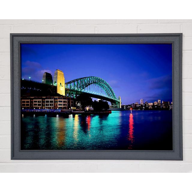 Sydney Harbour Bridge Blue Glow Framed Print - Picture Frame Photograph on Canvas Brayden Studio Size: 84.1cm H x 142.2cm W x 8cm D, Format: Natural F on Productcaster.