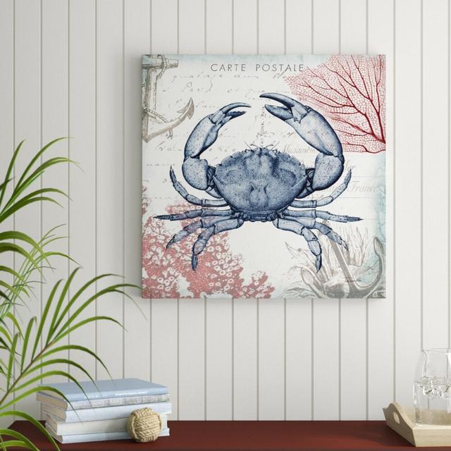 'Seaside Postcard Crab II' by Tre Sorelle Studios Graphic Art Print on Wrapped Canvas Highland Dunes Size: 76.2cm H x 76.2cm W on Productcaster.