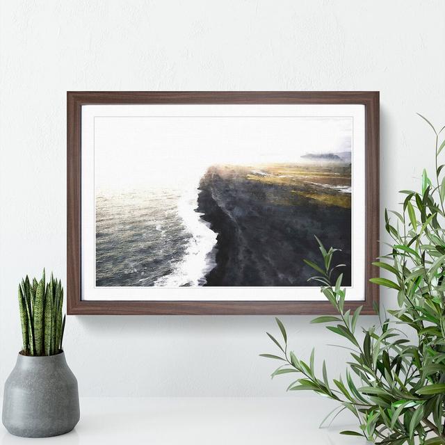 The Black Sand Beach in Iceland - Picture Frame Painting East Urban Home Size: 48cm H x 65cm W x 2cm D, Frame Option: Walnut Framed on Productcaster.