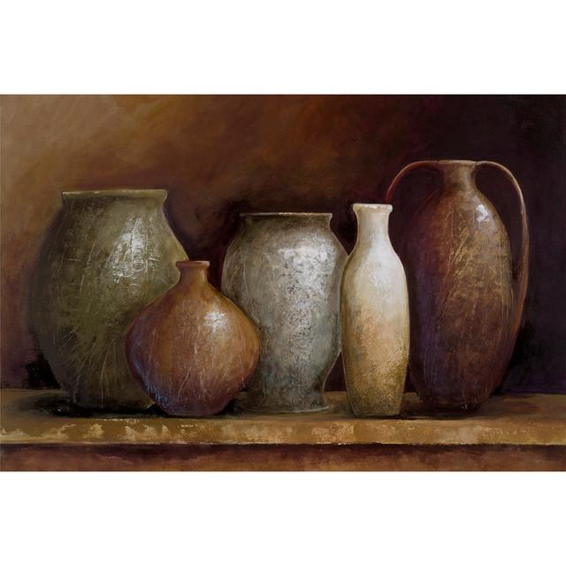 Brown and Grey Pots - Wrapped Canvas Painting Marlow Home Co. Size: 81cm H x 122cm W x 3.8cm D on Productcaster.