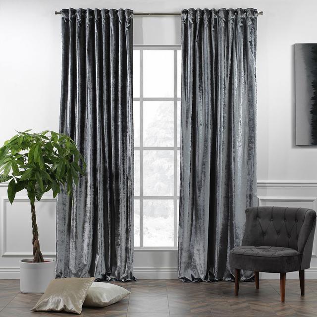 100% Blackout Thermal Extra Long & Extra Wide Shiny Velvet Decorative Curtain Panel Lilijan Home & Curtain Panel Size: 280cm Width x 375cm Drop, Curta on Productcaster.