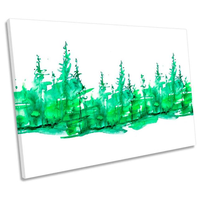 Green Forest Watercolour Framed - Wrapped Canvas Print Rosalind Wheeler Size: 50.8cm H x 76.2cm W x 2cm D on Productcaster.