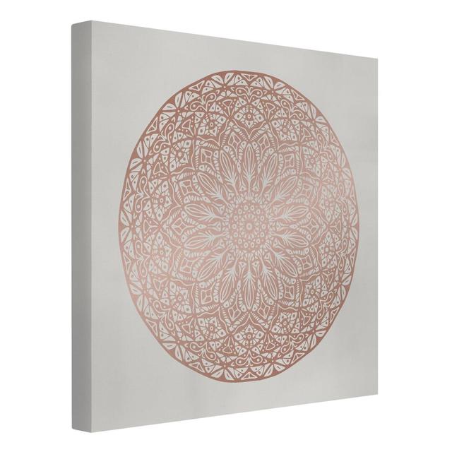 Mandala Ornament in Copper Gold by Andrea Haase - Wrapped Canvas Painting Bloomsbury Market Size: 70cm H x 70cm W on Productcaster.