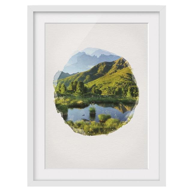 View from Hirschbichl into Defereggen Valley - Picture Frame Graphic Art Union Rustic Size: 55cm H x 40cm W x 2cm D, Frame Option: White Framed on Productcaster.