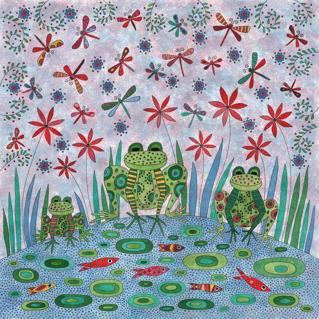 Frog Pond by Kim Conway - Wrapped Canvas Painting August Grove Size: 51cm H x 51cm W x 3.8cm D on Productcaster.