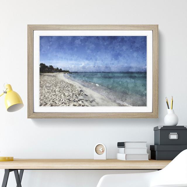 Beach in Aruba - Picture Frame Painting East Urban Home Frame Option: Oak Framed, Size: 36cm H x 48cm W x 2cm D on Productcaster.