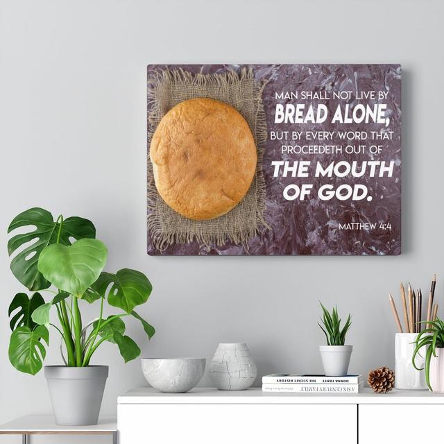 Mouth Of God Matthew 4:4 - Wrapped Canvas Print Blue Elephant Size: 46cm H x 61cm W on Productcaster.