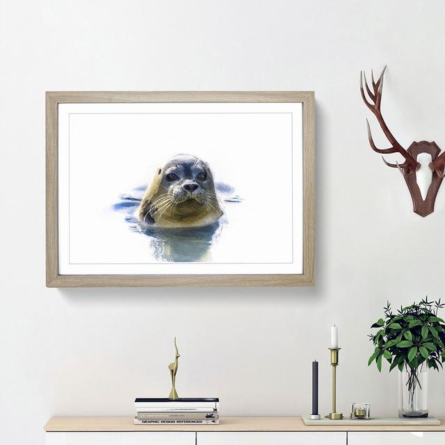 Grey Seal - Picture Frame Painting Print East Urban Home Frame Option: Oak Framed, Size: 27cm H x 36cm W x 2cm D on Productcaster.