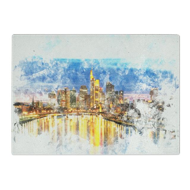 Tempered Glass Reflections of the Frankfurt Skyline Chopping Board East Urban Home Size: 28.5 cm x 39 cm on Productcaster.