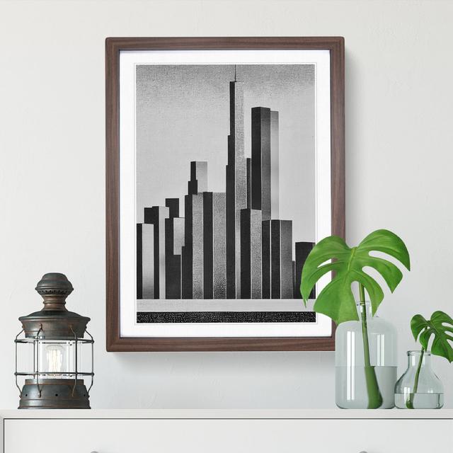 Monochrome City Skyline Abstract No.6 - Wrapped Canvas Graphic Art 17 Stories Format: Walnut Frame, Size: 34cm H x 25cm W x 2cm D on Productcaster.