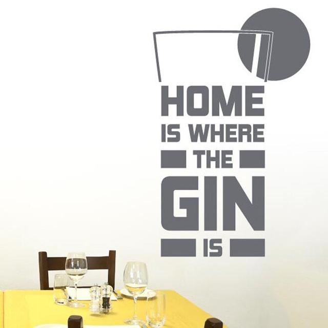 Home Is Where The Gin Is Lime Slice Wall Sticker 17 Stories Colour: Dark Green, Size: Large on Productcaster.