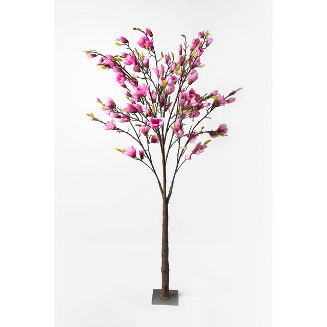 180cm Faux Cherry Blossom Tree in Metal Freestanding The Seasonal Aisle Flower Colour: Dark Pink on Productcaster.