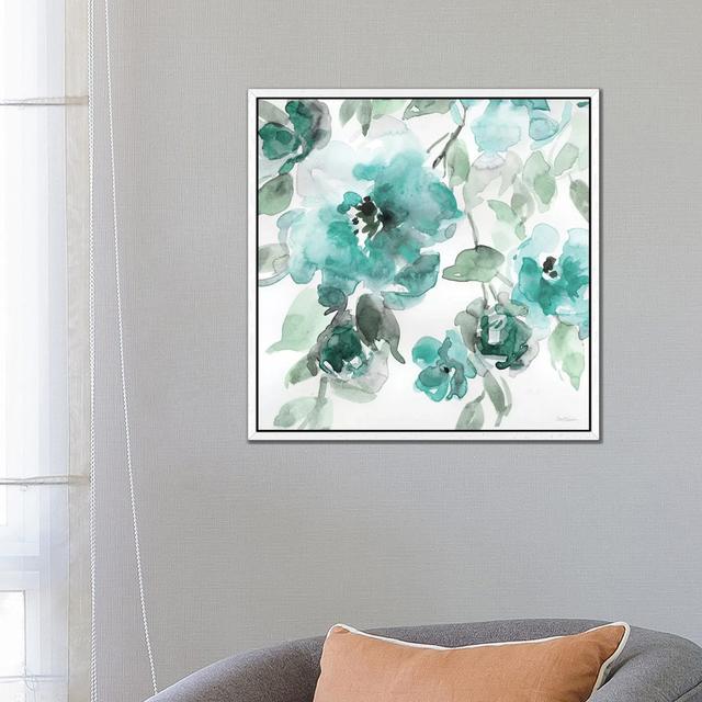 Belle's Teal I by Carol Robinson - Graphic Art Print on Canvas Ebern Designs Format: White Framed, Size: 66.04cm H x 66.04cm W x 3.81cm D on Productcaster.