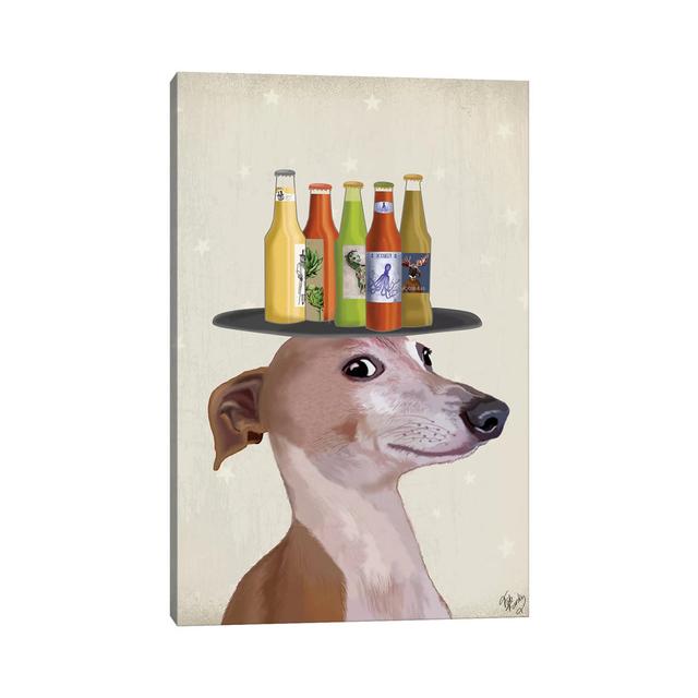 Greyhound Tan Beer Lover by Fab Funky - Wrapped Canvas Art Prints ClassicLiving Size: 45.72cm H x 30.48cm W x 1.905cm D on Productcaster.