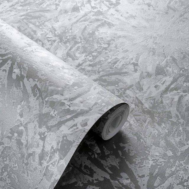 Dipinto Vivido 10.05m x 52cm Metallic Wallpaper Roll Clarke & Clarke Colour: Pewter on Productcaster.