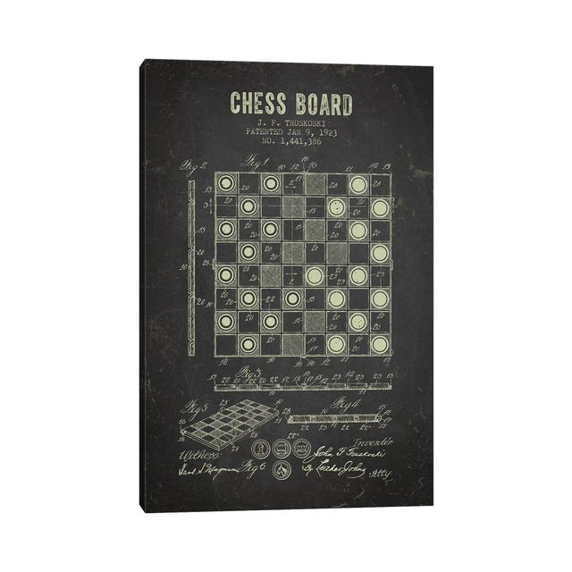 J.F. Truskoski Chess Board Patent Sketch (Charcoal) by Aged Pixel - Wrapped Canvas Print Borough Wharf Size: 152.4cm H x 101.6cm W x 3.81cm D on Productcaster.