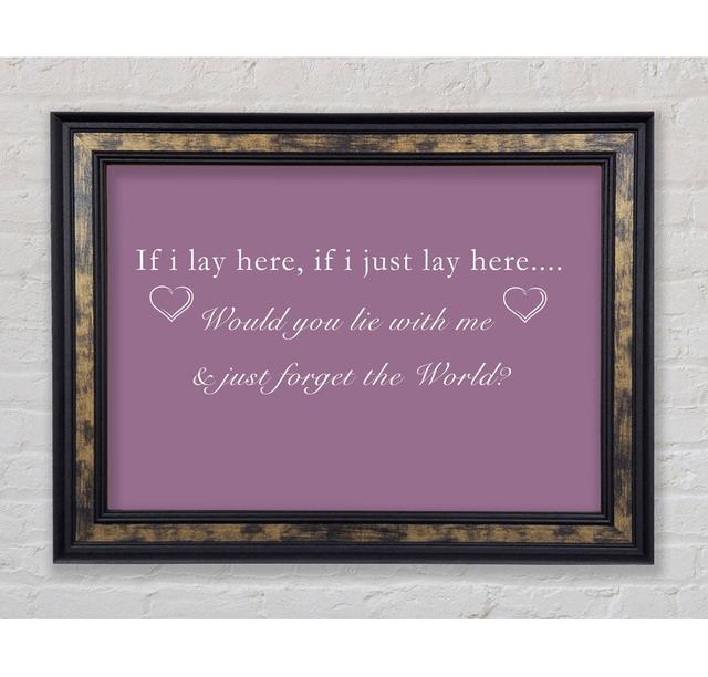 Music Quote If I Lay Here Snow Patrol Pink - Single Picture Frame Art Prints Bright Star Size: 42cm H x 59.7cm W x 8cm D, Colour: Dusty Pink on Productcaster.