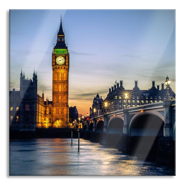 Ungerahmtes Foto auf Glas "Big Ben at Night" Ebern Designs Größe: 60 cm H x 60 cm B x 0.4 cm T on Productcaster.