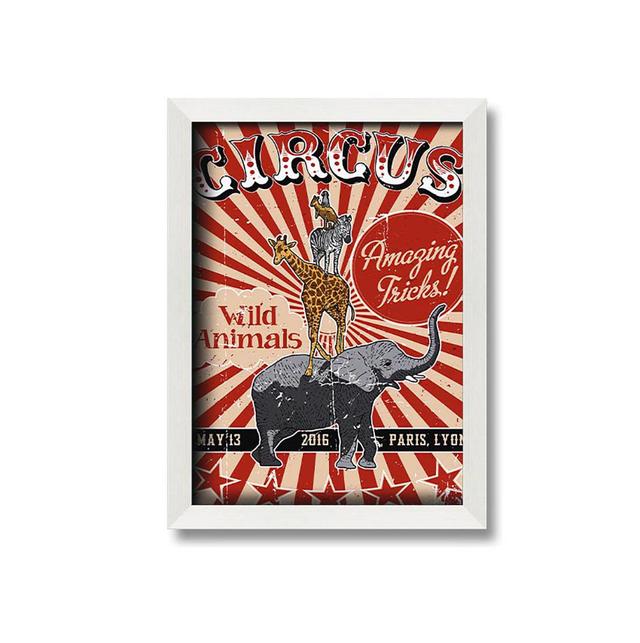 Circus Amazing Tricks Framed Print Wall Art Happy Larry Size: 59.7cm H x 42cm W x 10cm D, Format: White Framed Paper on Productcaster.