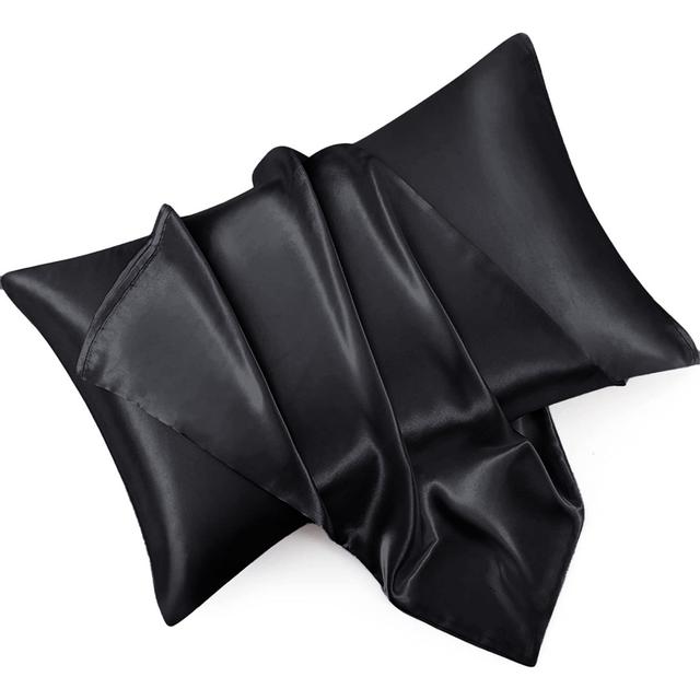 Miko 100% Satin Silk Square Oxford Pillowcase Fairmont Park Colour: Black on Productcaster.