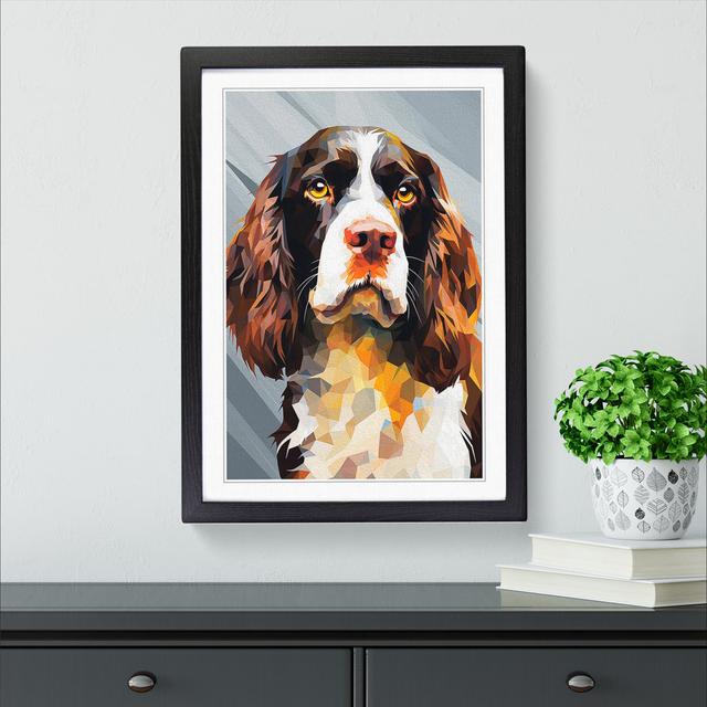 English Springer Spaniel Geometric No.2 - Single Picture Frame Art Prints on Wood Marlow Home Co. Format: Black, Size: 64cm H x 46cm W x 2cm D on Productcaster.