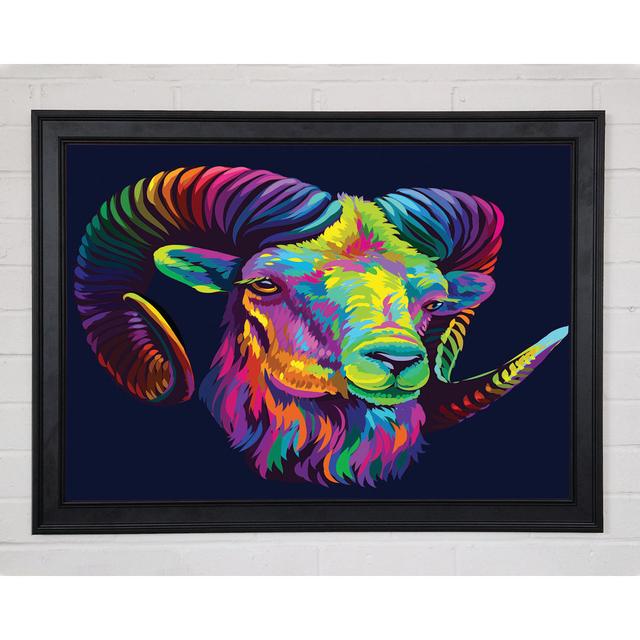 The Horned Goat Vibrant - Single Picture Frame Art Prints Gracie Oaks Size: 29.7cm H x 42cm W x 1.5cm D on Productcaster.