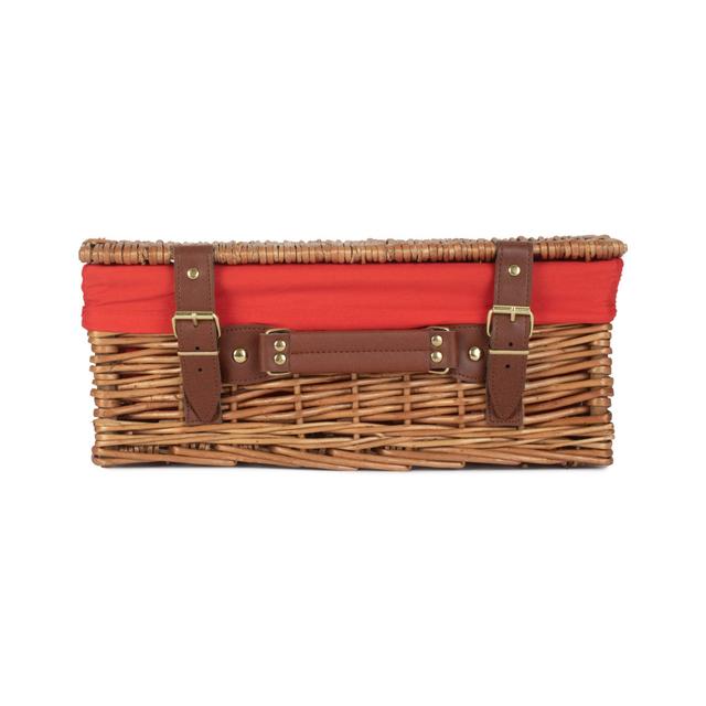 14" Wicker Hamper With Lining 17 Stories Colour: Light Steamed/Red on Productcaster.