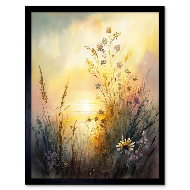 Lindol Wildflower By Lakeside On A Misty Morning Sunrise - Single Picture Frame Print Marlow Home Co. on Productcaster.