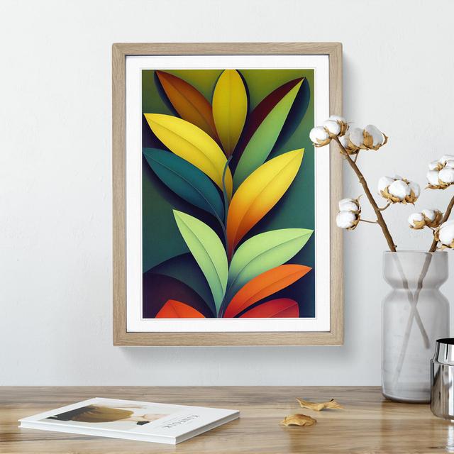 Lively Leaves - Picture Frame Graphic Art Marlow Home Co. Size: 64cm H x 46cm W x 2cm D, Frame Colour: Oak on Productcaster.