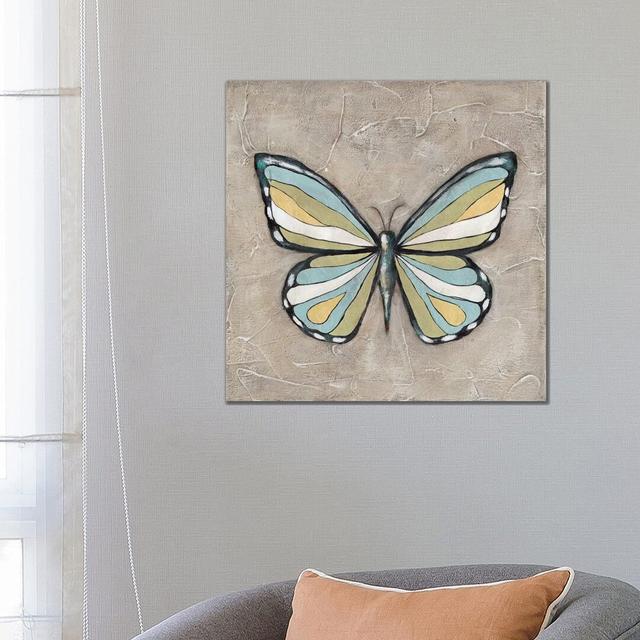 Graphic Spring Butterfly II by Jade Reynolds - Wrapped Canvas Print Metro Lane Size: 66.04cm H x 66.04cm W x 3.81cm D on Productcaster.