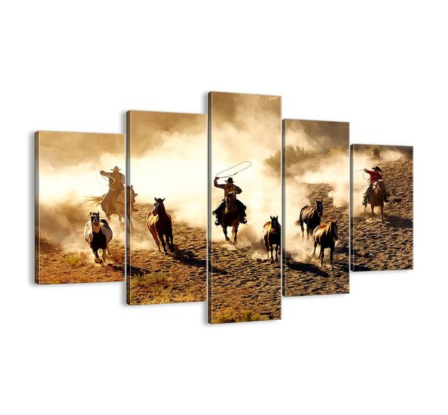 'Really Wild West' - 5 Piece Unframed Photograph Print Set on Canvas Union Rustic Size: 100cm H x 150cm W x 1.8cm D on Productcaster.