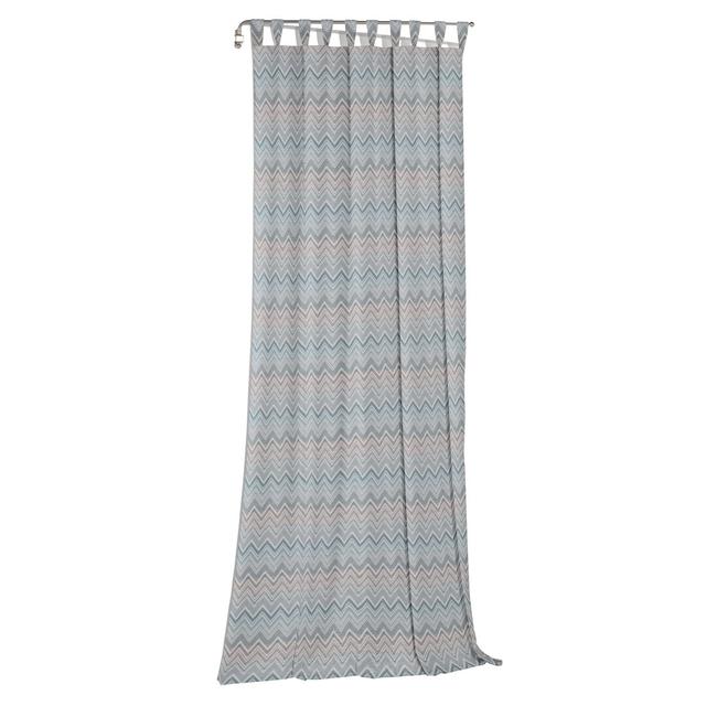 Kurtus Polyester Room Darkening Tab Top Curtain Panel Ebern Designs Size: 132cm Width x 245cm Drop, Curtain Colour: Light blue/Light grey/Beige on Productcaster.