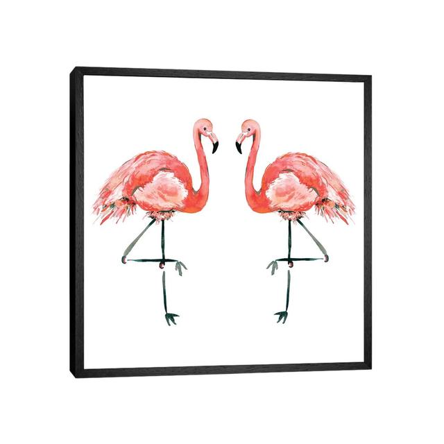 Flamingos by Sara Berrenson - Graphic Art Print on Canvas Bay Isle Home Format: Black Framed, Size: 93.98cm H x 93.98cm W x 3.81cm D on Productcaster.