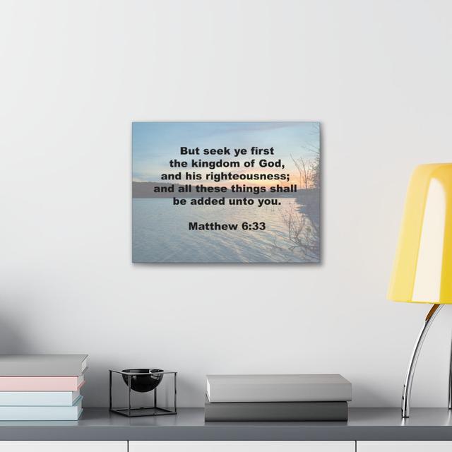 Kingdom Of God Matthew 6:33 - Wrapped Canvas Print Blue Elephant Size: 30cm H x 41cm W on Productcaster.