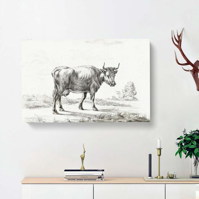 A Cow in the Meadow by Jean Bernard - Wrapped Canvas Drawing Print East Urban Home Size: 50cm H x 76cm W x 3cm D on Productcaster.