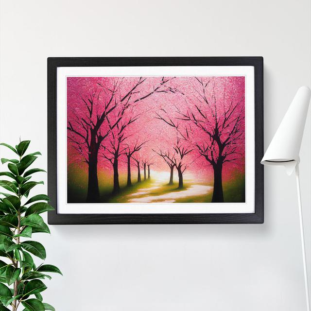 Flourishing Cherry Blossom Trees - Single Picture Frame Painting Marlow Home Co. Frame Colour: Black, Size: 46cm H x 64cm W x 2cm D on Productcaster.