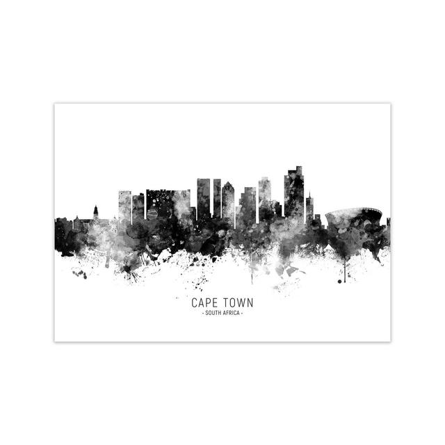 Cape Town South Africa Skyline Black White City Name by Michael Tompsett - Graphic Art Print Latitude Run Format: Unframed, Size: 60cm H x 84cm W x 1c on Productcaster.