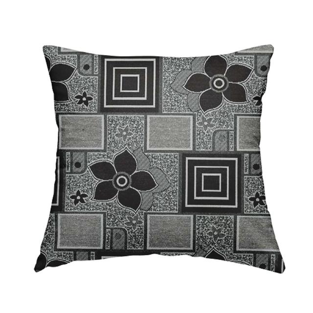 Waut Cushion with Filling East Urban Home Size: 28cm H x 28cm W x 5cm D, Colour: Grey/Black on Productcaster.