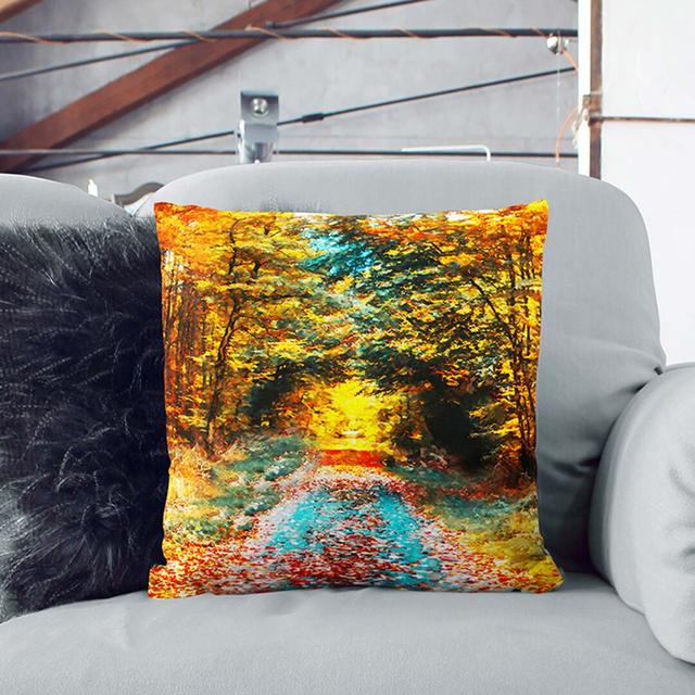 Endless Autumn Forest in Germany in Abstract Cushion with Filling East Urban Home Size: 55cm H x 55cm W x 20cm D, Backing Colour: Stone on Productcaster.