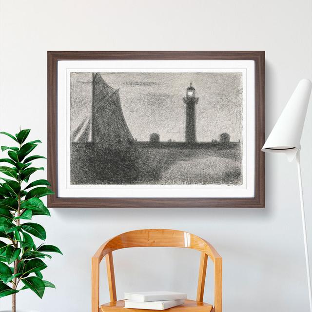 Lighthouse at Honfleur by Georges Seurat - Picture Frame Painting East Urban Home Frame Option: Walnut Framed, Size: 27cm H x 36cm W x 2cm D on Productcaster.