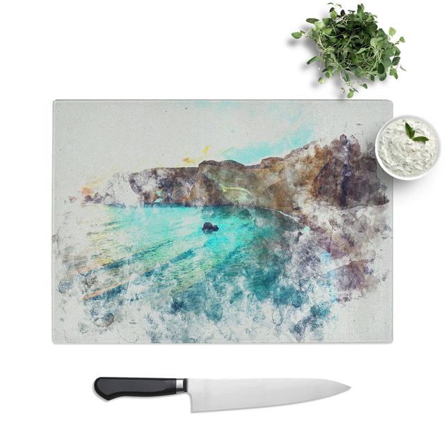 Cliffs in Ponza in Italy Watercolour Chopping Board East Urban Home Size: 0.4cm H x 20cm W x 28.5cm L on Productcaster.