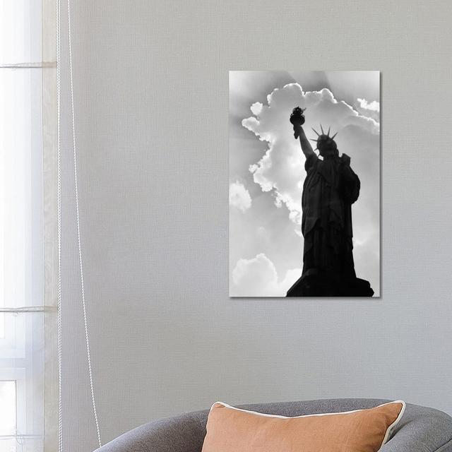 1960s Silhouette Of Statue Of Liberty With Sun Ray Clouds Behind by Vintage Images - Wrapped Canvas Print 17 Stories Size: 66.04cm H x 45.72cm W x 3.8 on Productcaster.