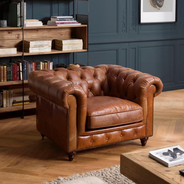 Corston Genuine Leather Armchair Rosalind Wheeler on Productcaster.