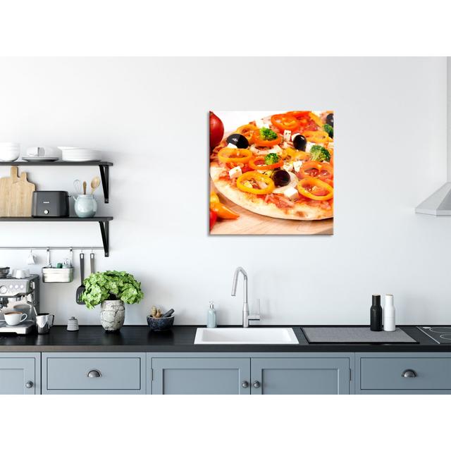 Delicious Pizza from Italy - Unframed Photograph on Glass Brayden Studio Size: 70cm H x 70cm W x 0.4cm D on Productcaster.