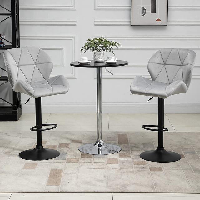 Nussbaum Height Adjustable Swivel Bar Stool (Set of 2) Canora Grey Seat Colour: Light Grey on Productcaster.